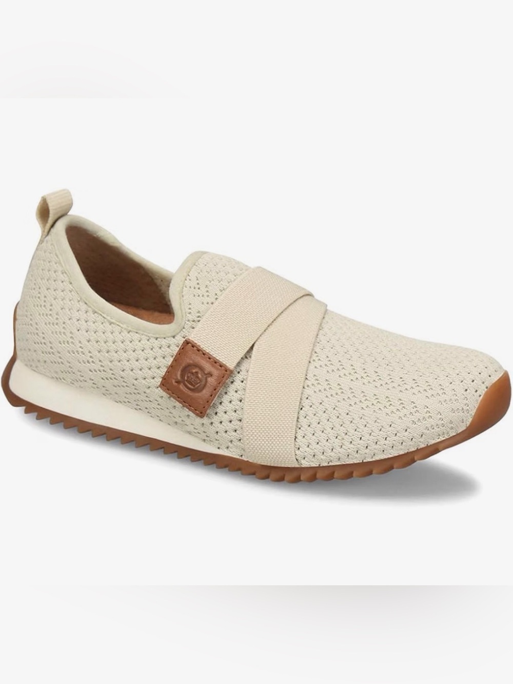 Born Newbury Cream Knit Slip-On Sneakers with Tan Accents 6M